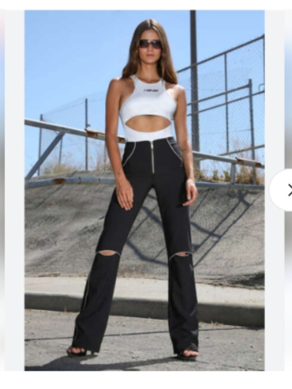 I.AM.GIA Black Pants Knee Cut outs reflective trim XS/ Long Clubbing